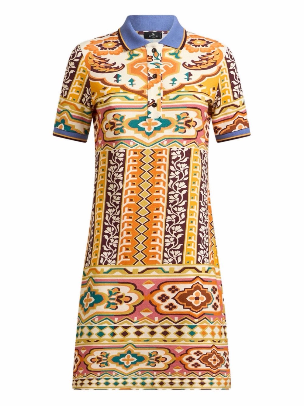 Etro Geo Floral Piqué Polo Minidress